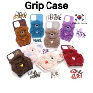 Bear Phone cases Cover iPhone case iPhone 11 iPhone 12 Cute Fur Fleece Case Phone Grip Korea Animal 