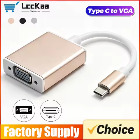 Type C To VGA Converter 1080P USB C To Female VGA Adapter Cable for Laptop Computer MacBook PC Monit