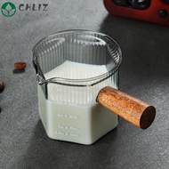 CHLIZ Milk Cup, Glass Vertical Grain Espresso Cup, Easy to Clean High Quality Gray Multipurpose Measuring Cup Milk Espresso Shot