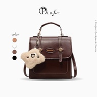 PERFECT Vintage PU Leather Shoulder Bag Size 19 21 8 Cm. Plus A Soft Doll Pendant Lightweight In 2 W