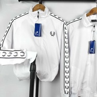 FRED PERRY Men's basic outdoor white premium running jacket _ tracktop jacket fred perryOriginal _ s