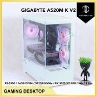 DarkFlash DK415P White GIGABYTE A520MK V2 Ryzen 5 5500 16GB DDR4 RAM 500GB NVMe SSD RX5700 XT 8GB Wi