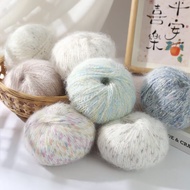 Mohair Color Dot Alpaca Wool Blended Section Dyed Thread Hand-Knitted Scarf Hat