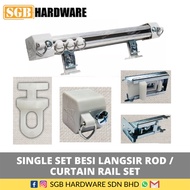 Rail Langsir Aluminium/ Aluminium Curtain Rail Set/ Curtain Track rail Silver Colour (Wall/Ceiling)