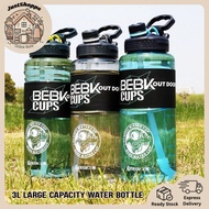 3000ml Large Capacity Sports Water Bottle BPA Free With Straw Handle Fitness GYM Bottle Food Grade P