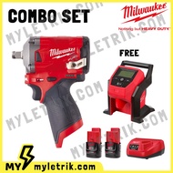 Milwaukee M12 Fuel Combo Set 1388 M12 FIWF12 1/2" Stubby Impact Wrench FREE M12 BI Sub Compact Inflator