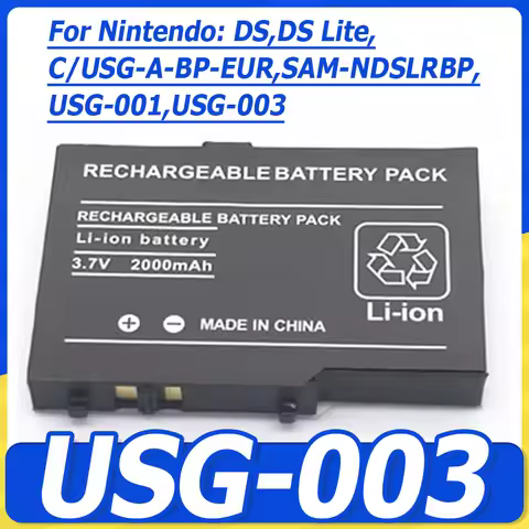 100% New 2000mAh Battery For Nintendo:DS,DS Lite,C/USG-A-BP-EUR,SAM-NDSLRBP,USG-001,USG-003,--850mAh
