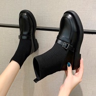 Thin Boots Women British Style Elastic Socks Boots Flat Short Boots Single Boots Socks Small Leather