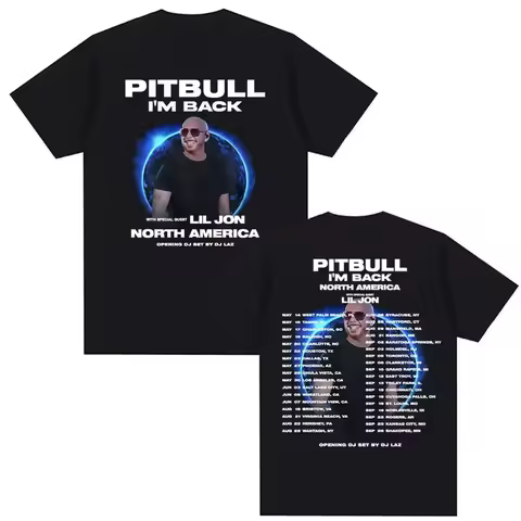 Pitbull I’m Back Tour 2026 North America Concert T Shirt Men's Women Fashion Hip Hop Pop Music T-shi