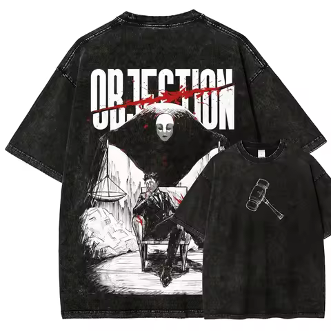 Jujutsu Kaisen Higuruma T Shirt Objection Judgeman Vintage Acid Wash Oversized Anime Graphic Tee Str