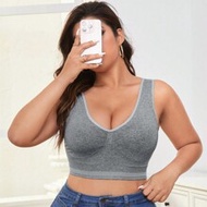 Plus Size Simple Contrast Binding Seamless Bra