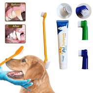 ชุดแปรงสีฟันสัตว์เลี้ยง Gfgh ผลิตภัณฑ์ทำความสะอาดปากสุนัขเนื้อวัววานิลลาเครื่องเทศแปรงสีฟันแปรงทำความสะอาดนิ้วมือ
