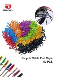 50入組自行車電纜尾端套,可用於制動和變速電纜,鋁合金線端,多種顏色可選