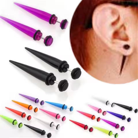 1pair Acrylic Fake Ear Stretcher Earring Taper Spike Cheater Expander Earing Fashion Body Jewelry