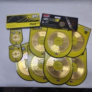 PROTAPER RK 415 LC135 Y15 Y125 RXZ SRL SPROCKET SET FULL CHROME GOLD 4 LUBANG SPROCKET DEPAN BELAKAN