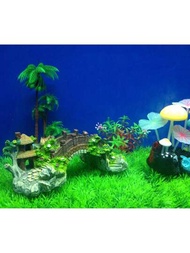 1個水族箱景觀樹脂藏身亭裝飾圓拱橋觀賞魚缸裝飾用品