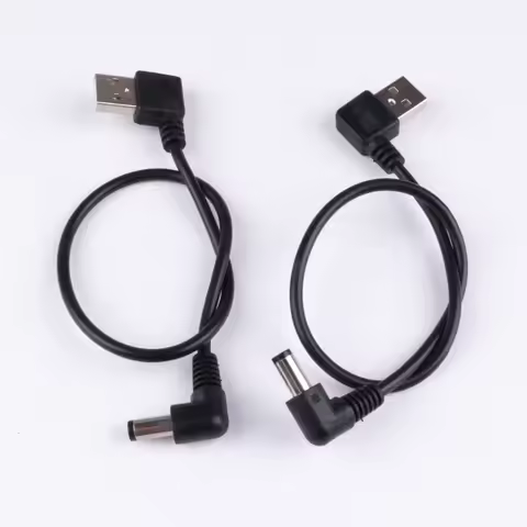 Angled USB DC Plug Barrel Power Jack Cable 5.5/2.1mm 5.5x2.1mm Right Left USB 2.0 5V Adapter Convert