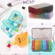 WENY Medicine Storage Box Portable 7 Days AM PM Rainbow Color Health Care Tool