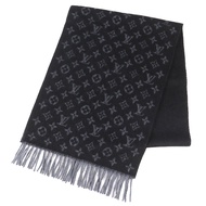 全新 △LOUIS VUITTONLouis Vuitton 2017 M71607 Echarpe Monogram Gradient Cashmere Wool Scarf Noir Made i