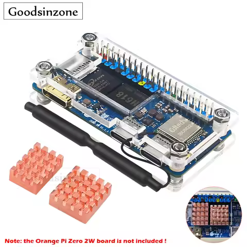 Acrycli Case with Copper Heatsink Kit for Orange Pi Zero 2W , Orange Pi Zero 2W Case,Cooling Heat Si