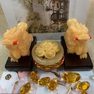 千奇嚴選 玉質潤巧琢天工大款天然咬錢黃玉龍龜 招財開運防小人擺件 可搭晶洞紫水晶洞聚寶盆鹽燈