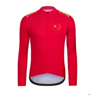 Merah Cina Gaya Cina Basikal Gunung Naga Cina Jersey Berbasikal Lengan Panjang Jersey Basikal Dinami