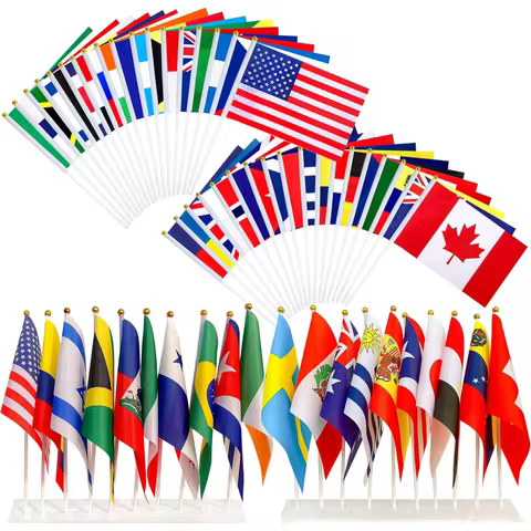32 Countries International Stick Flag of the World Small Mini Hand Held Flags for Sports Events,Inte