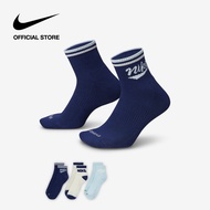 Nike Mens Everyday Plus One Quarter (3Pairs) Socks - Multi-Color ไนกี้  ถุงเท้าหุ้มส้น (3 คู่) - หลา