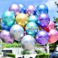 Combo of 10 multi-colored super glitter chrome balloons 10 inches 28cm used to decorate birthdays an