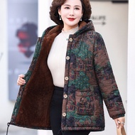 Trang Phục Mùa Đông Cho Mẹ Áo Bông Mẫu Mới Áo Bông Màu Hoa Lót Lông 2023 Kiểu Tây Dài Tay Áo Bông Nữ