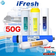 iFresh ชุดไส้กรองน้ำ เครื่องกรองน้ำระบบ RO 50Gpd ไส้กรองครบชุด iFresh Unipure AQUATEK Colandas ราคาโ