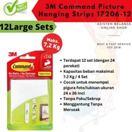 3M Command Picture Hanging Strips17206-12 / 4 Sets can withstand up to 7kg Wall Plaster Nail Replace