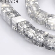 1strand Half Clear Glass Faceted Cube Beads Strands Silver 4~5x4~5x4~5mm Hole: 1mm about 100pcs/stra