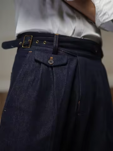 POT&CRAFTSMAN gurkha men's vintage denim denim pants Europe and the United States Slim Western pants