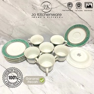 Cangkir lepek sango set 6pcs motif dengan garis lismas