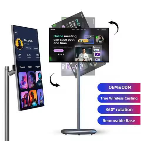 Mobile Smart Tv 6+128Gb Moveable Stand Tv Display Follow by Me 27 Inch Touch Screen Monitor