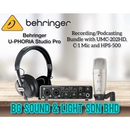 Behringer U-PHORIA Studio Pro Recording/Podcasting Bundle with UMC-202HD, C-1 Mic and HPS-5000