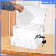 [RushrushrushMY] Acrylic Donation Box with Lock Storage Organizer Post Mail Box Donation Collection 