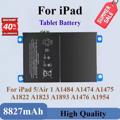 High Capacity High Quality Tablet Battery 3.79V 8827mAh For iPad 5/Air 1 A1484 A1474 A1475 A1822 A18