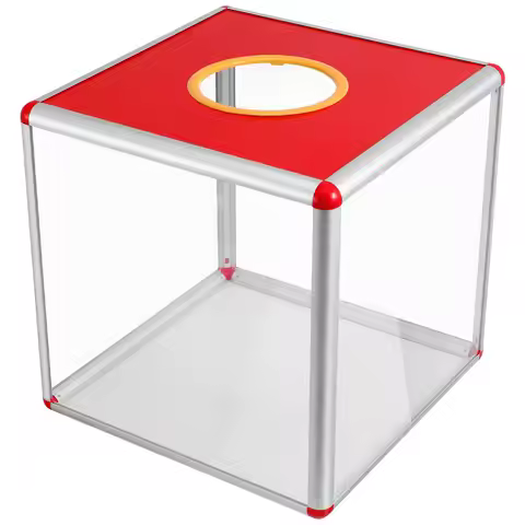 Lottery Ticket Holder Aluminum Alloy Square Lottery Box for Fundraising Donation Voting Ballot Busin