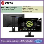 MSI MAG 274QRF QD E2 27" Flatscreen Monitor WQHD/Rapid IPS Panel/180hz/1ms GTG/ Vesa mount (MO 1103)
