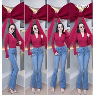 1n flared jeans with front pockets, soft and beautiful, stretchy from 40-70kg