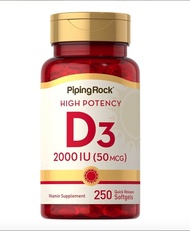 [ วิตามินดี 3 ] Pipingrock , High Potency Vitamin D3 [ 2,000-5,000 IU ]
