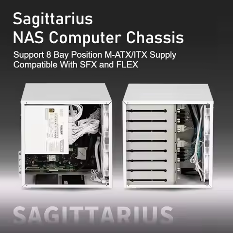 Sagittarius 8-bay NAS Computer Chassis with ATX Power Supply, MATX Motherboard, Full-height PCIE, 21