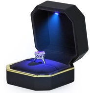 Wedding LED Proposal Velvet Case Jewelry Engagement Gift Square Ring Box