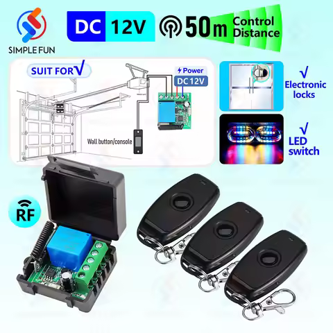Garage Door DIY Wireless Remote Control Switch 433Mhz DC 12V 10A Relay Module 50m Range for Garage G