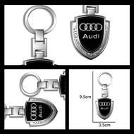 Metal Alloy/Leather Car Keychain For Audi Sline TT A1 A2 A3 A4 A5 A6 A7 A8 8P B6 B7 Q3 Q5 Q7 1.8T Key Chain Rings Accessories