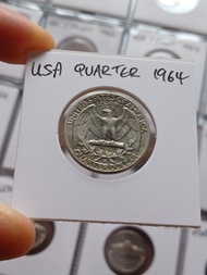 1964 USA Quarter Coin 🇺🇸 美國25美分硬幣 1964年