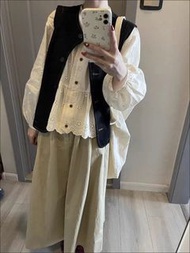 💗3件套裝(牛仔背心+白色恤衫+卡其裙)