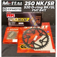 SPROCKET SET METTAL CFMoto 250NK 250SR 520 KLO2 O-Ring 14T-41T ACCESSORIES MOTOR SPROCKET SET CFMOTO